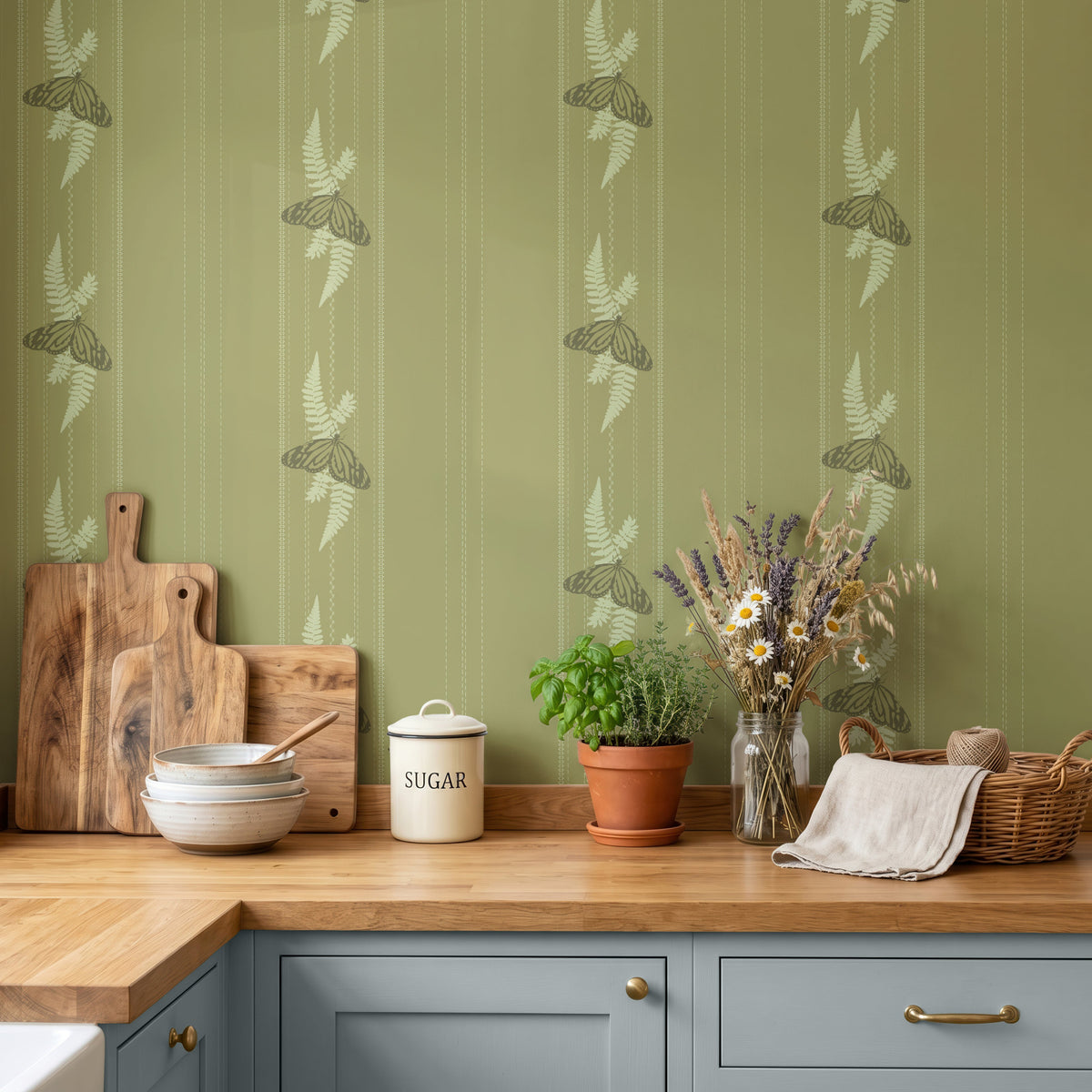 forest trail-butterfly stripe-wallpaper