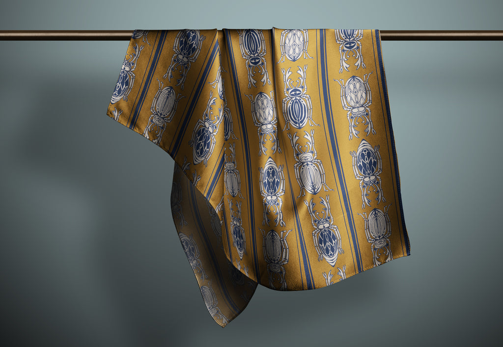 Beetle Highway Print Silk Habotai Scarf