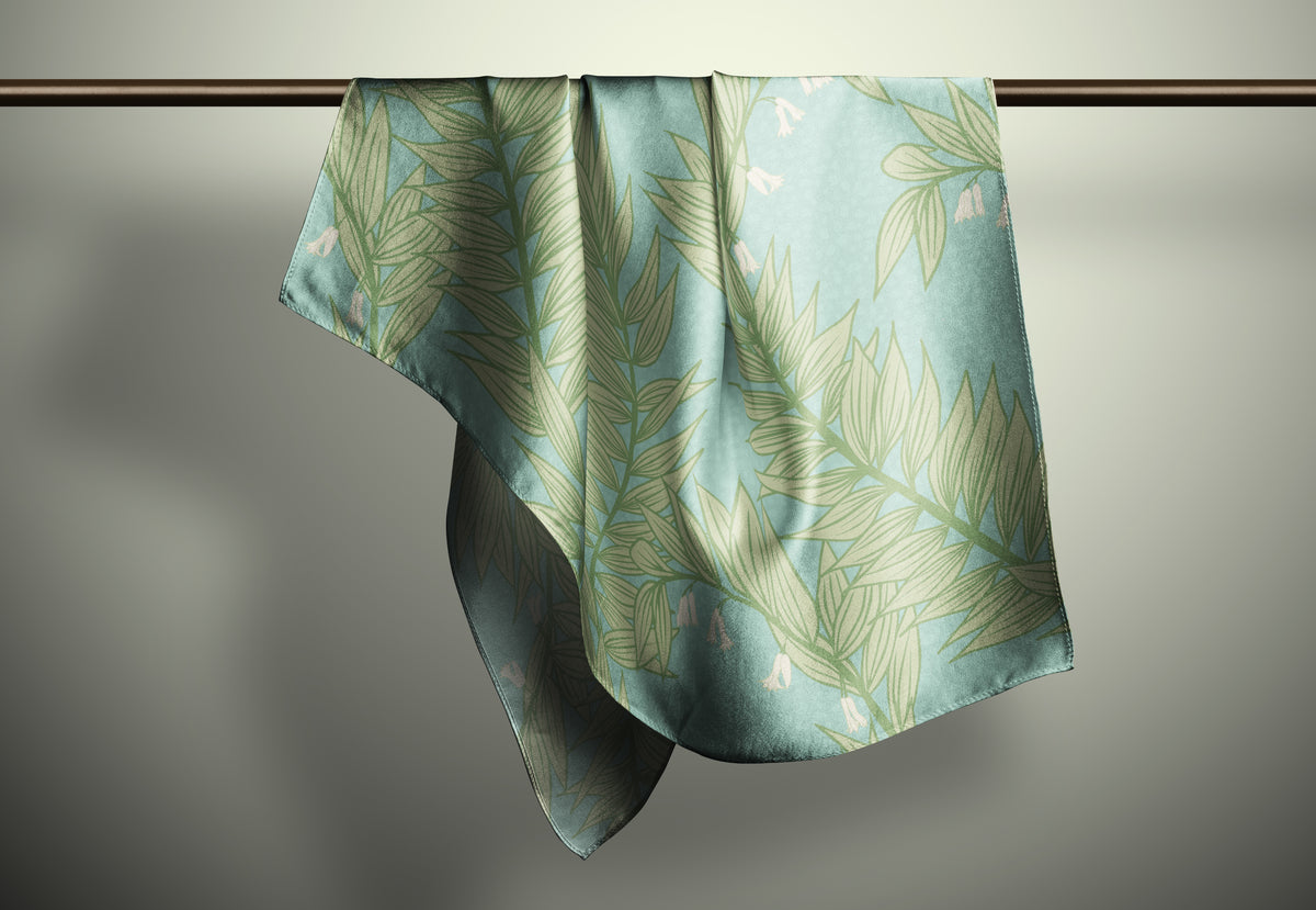 Solomons Seal Print Silk Habotai Scarf