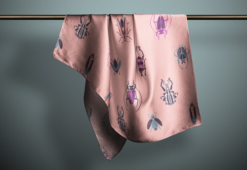 Beetle Brigade Print Silk Habotai Scarf