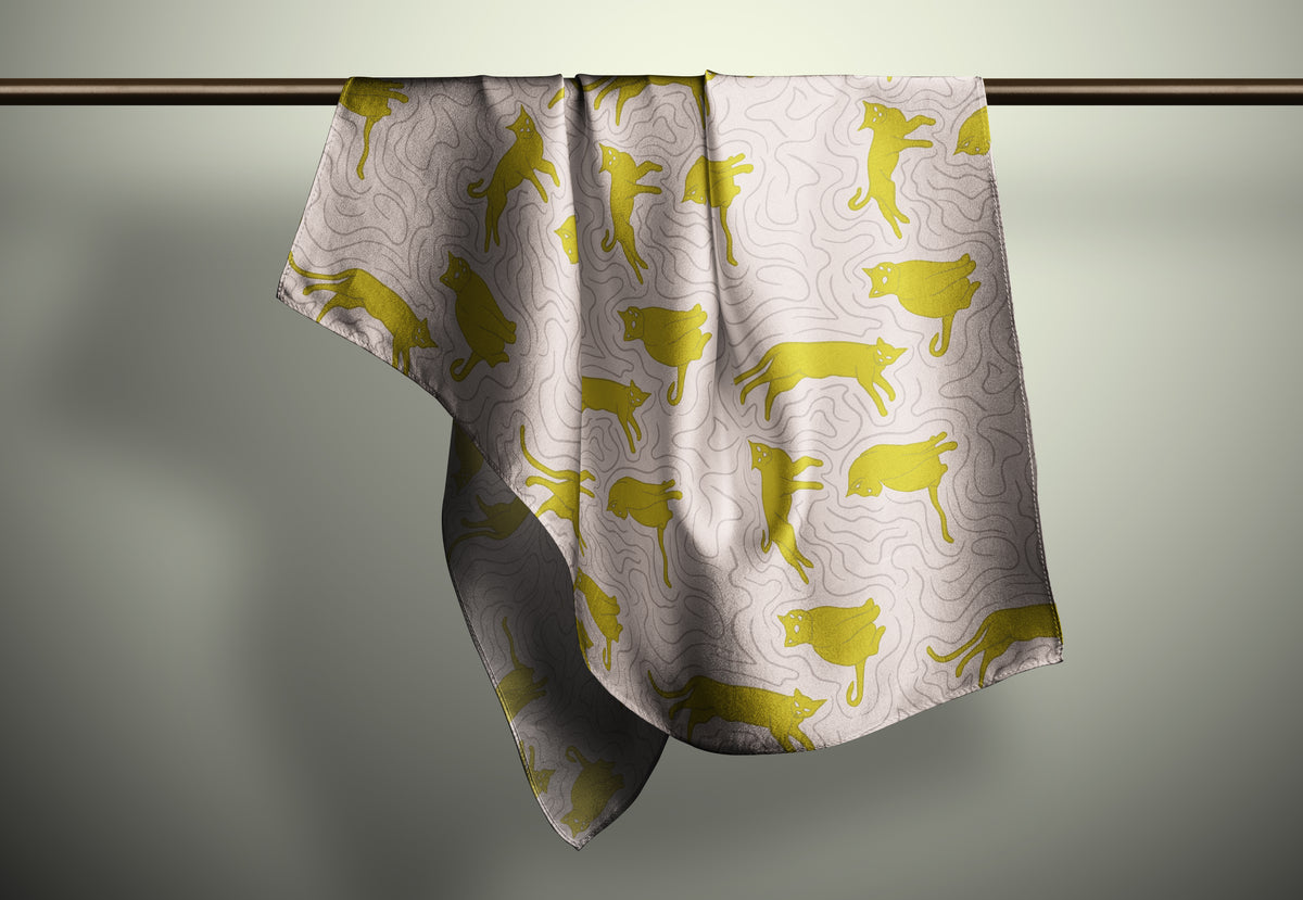 Lounge Kitty Print Silk Habotai Scarf