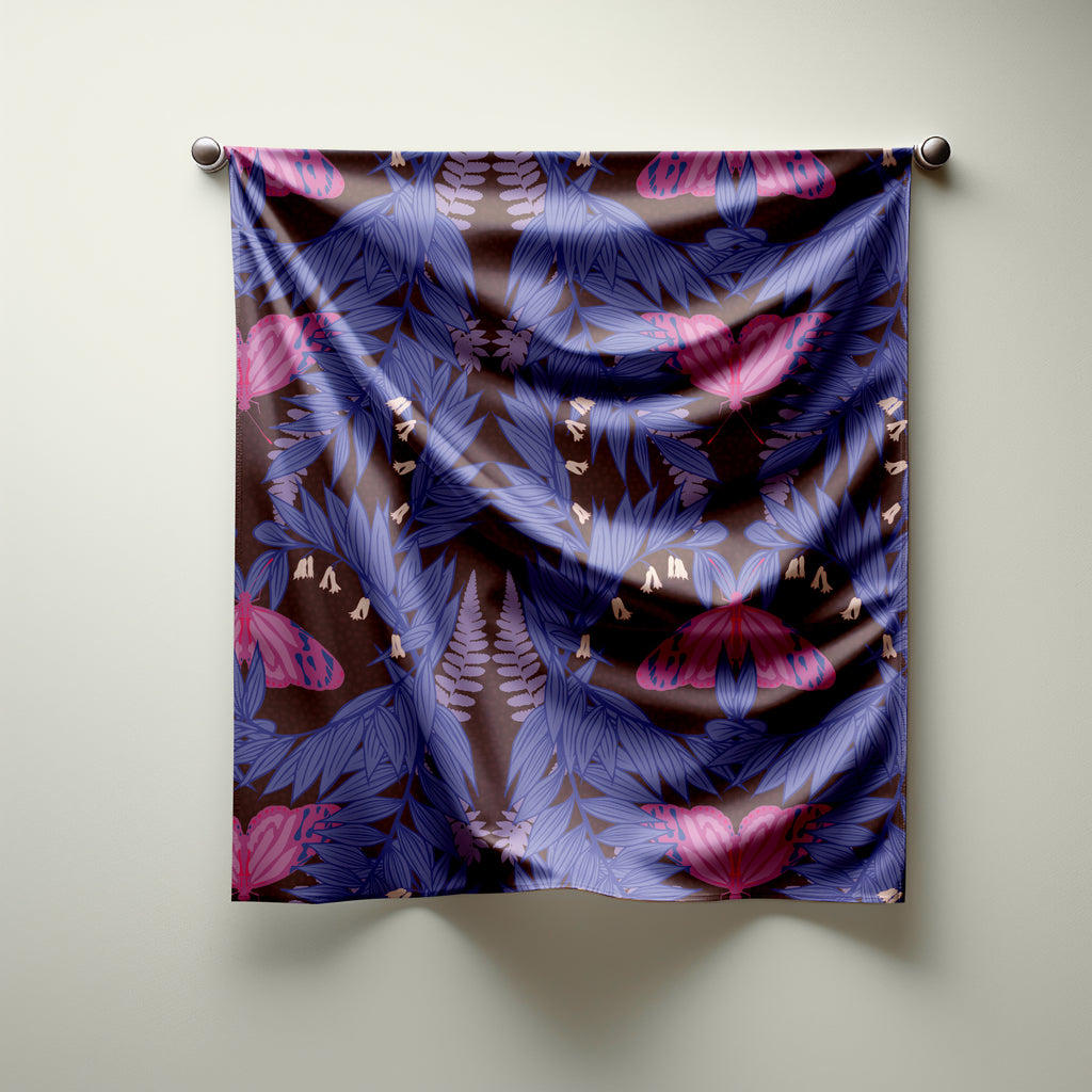 Forest Buttefly Print Silk Habotai Scarf