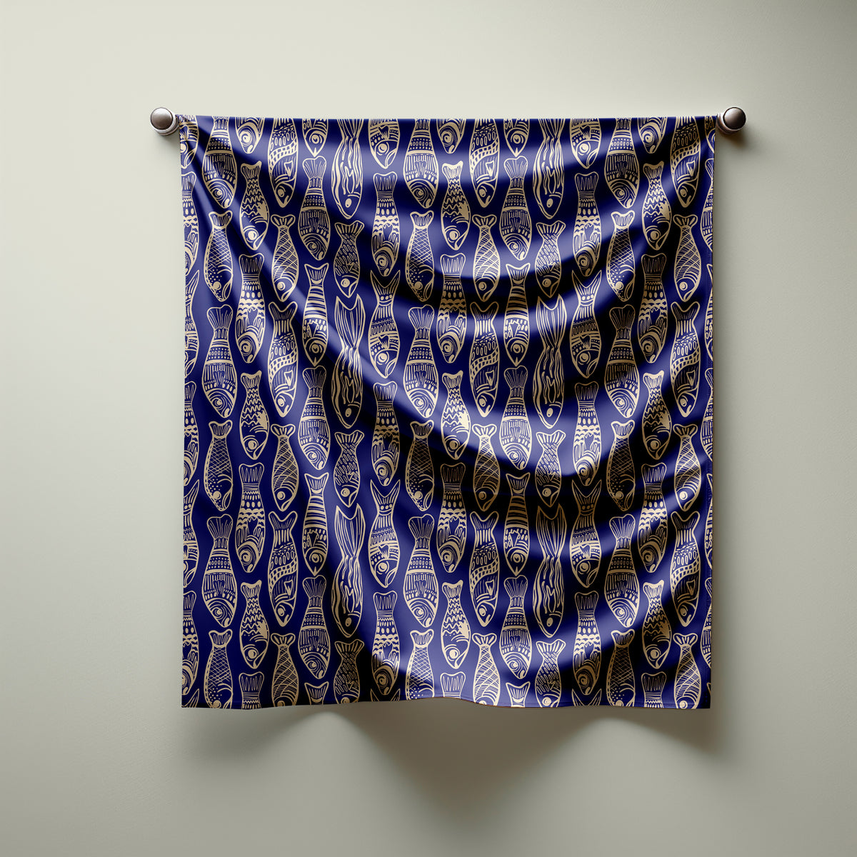 Fish Parade Print Silk Habotai Scarf