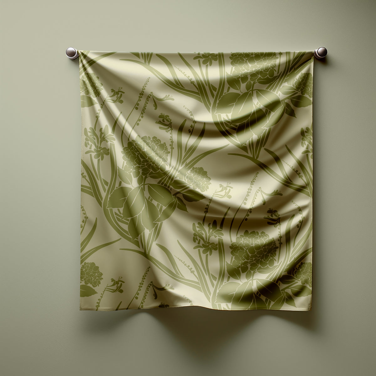Vintage Hydrangea Print Silk Habotai Scarf