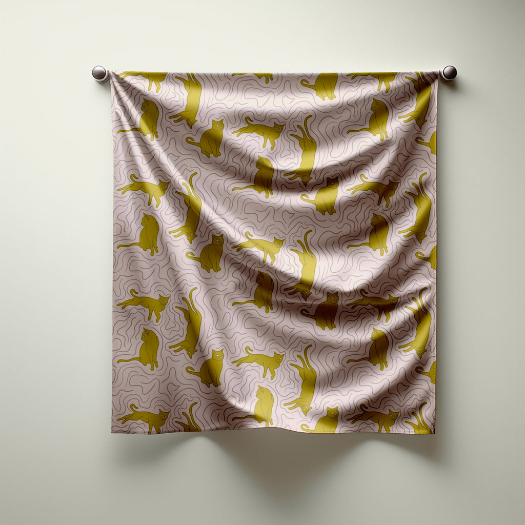 Lounge Kitty Print Silk Habotai Scarf