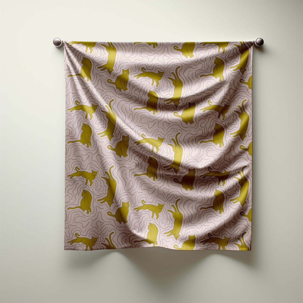 Lounge Kitty Print Silk Habotai Scarf