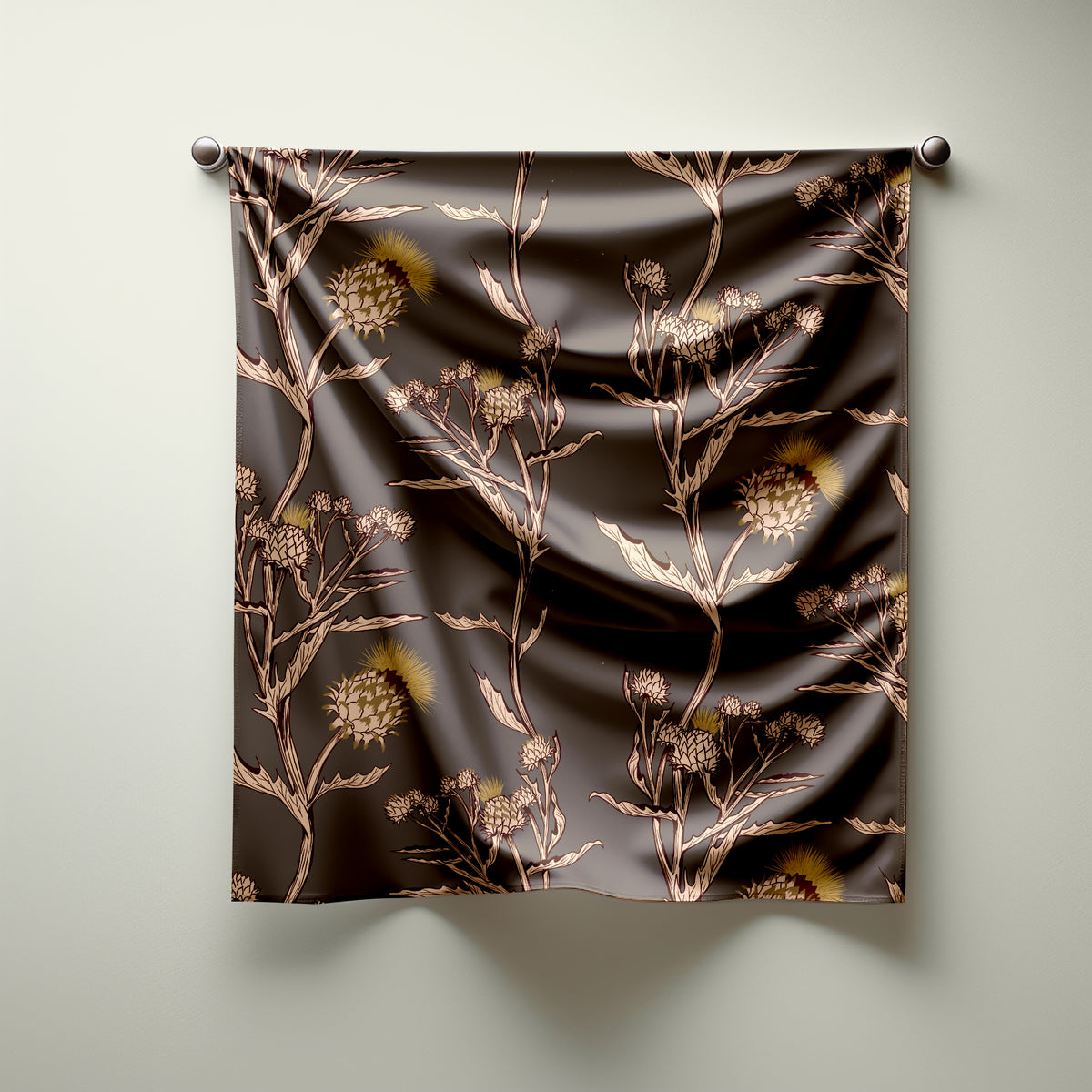 Artichoke Bloom Print Silk Habotai Scarf